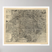 Karta av staden av Paris av Nicolas de Fer 1700 Posters