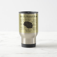 Kartbok av en tandläkare hjärna kaffe kopp