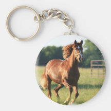 Kastanjebrun snabbt växande häst Keychain Nyckelring