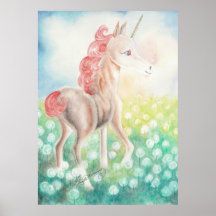 Kastanjebruna unicornen för lycklig den lite affisch