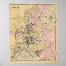 Kastanjebrunt Lewiston karta Print