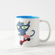 Kats med Glassez: Blå kattungesparkcykelmugg