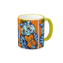 Katt med fiolen vid den Louis Wain koppen Kaffe Mugg