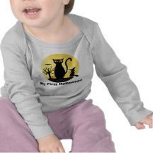 Katt på en Halloween måneskjorta Tee Shirt