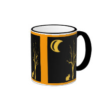 Katt, träd och måne kaffe muggar