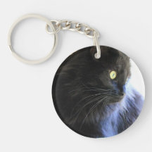 Kattälskarenyckelring, lång Haired svart katt