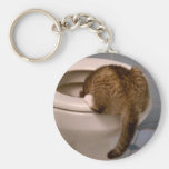 Kattdrinkar gillar en hund KeyChain Nyckel Ringar