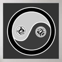 Katter balanserar in 1 Yin Yang affisch