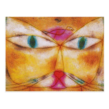 Kattkonstvykort: Katt & fågel av Paul Klee