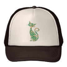 Kattsitta - grön vintagedamastSilhouette Trucker Keps