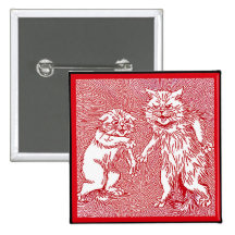 Kattungar i rött av Louis Wain Knapp Med Nål