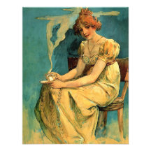 Kava vid Alphonse (Alfons) Mucha ~-art nouveau Skräddarsydda Inbjudan