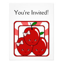 Kawaii Apple basket (flickan) Anpassade Inbjudan
