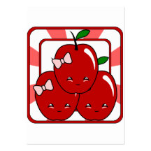 Kawaii Apple basket (flickan) Visit Kort