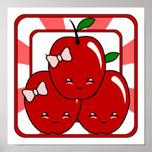 Kawaii Apple korg (flickan) Print