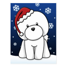 Kawaii Bichon Frise julvykort