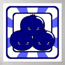 Kawaii blåbärkorg (pojken) print