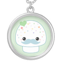 Kawaii champinjon med mustasch personliga halsband