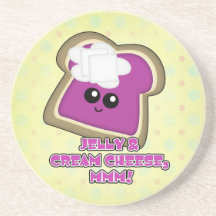 Kawaii gelé och gräddostrostat bröd glasunderlägg