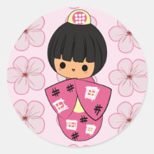 Kawaii Kokeshi dockaklistermärkear