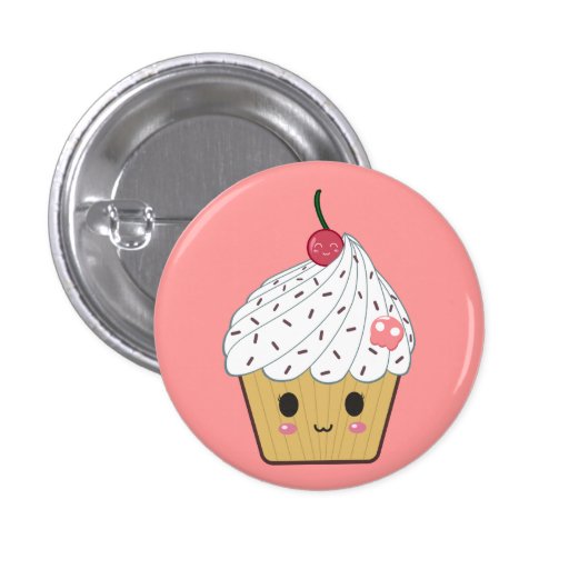 Kawaii muffin med det rosasockerskallen och körsbä knappar