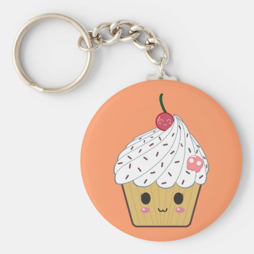 Kawaii muffin med det rosasockerskallen och körsbä nyckel ringar