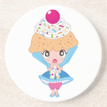 Kawaii muffinflicka underlägg för glas