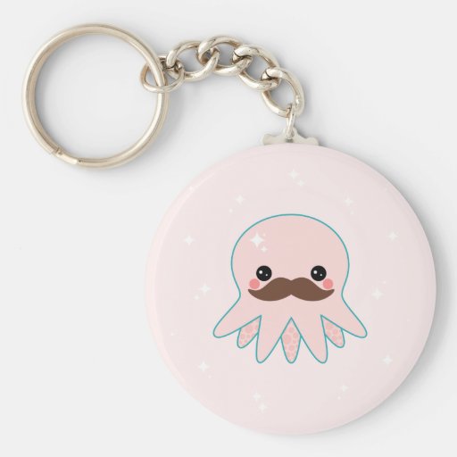 Kawaii mustaschbläckfisk nyckel ring