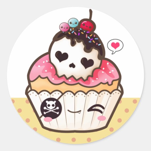 Kawaii skallemuffin klistermärke