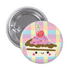 Kawaii skiva av tårtan på färgrika kontroller knappar med nål
