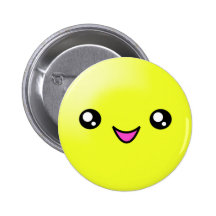 Kawaii socker pricker citronen som lyckligt ansikt knapp