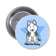 Kawaii stjärnasiberian husky knapp