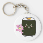 Kawaii Sushirulle med Nadel katten Nyckel Ring