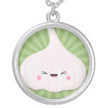 Kawaii vitlök på gröna Starburst Hängsmycken