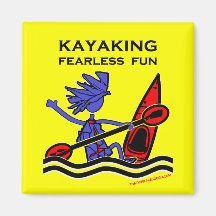 Kayaking oförskräckt roligt magnet för kylskåp