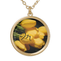 Kedjar blom- Monogramguld för den gula tulpan hals