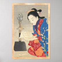Keishu Takeuchi, konst för ukiyo-e för gryningmusl Posters