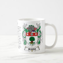 Kidd, ursprung, det menande och vapenskölden på A  Kaffe Mugg