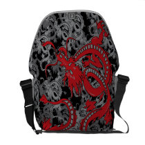 Kinesisk drake - röd kinesisk drake för nytt år rickshaw messenger bags