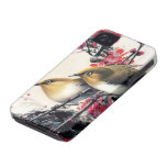 Kinesisk körsbärsröd blommar och Flowerpecker iPhone 4 Case-Mate Fodraler