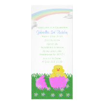 Kläcka babychickfödelsedagsfest inbjudan