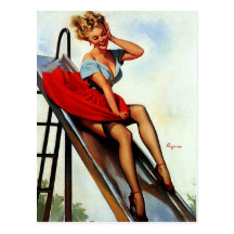 Klämmer fast den Retro Gil Elvgren för vintage rol Vykort