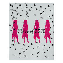 Klassificera av 2010 rosa akademikra Silhouettes m Anpassningsbara Inbjudningskort