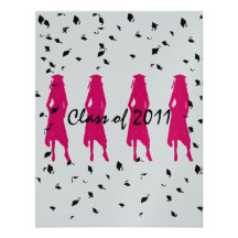Klassificera av 2012 rosa akademikra Silhouettes m Individuella Inbjudningskort