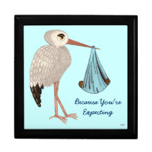 KlassikerStork (blått) 2 (baby shower) Minnessakar