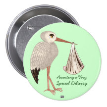 KlassikerStork (neutralt) 1 (baby shower) Knappar Med Nål