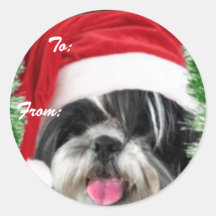 Klistermärke för märkre för julShih Tzu gåva