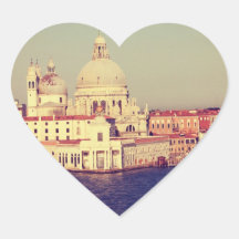 Klistermärke för Venedig vintagehjärta