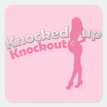 Knackas upp knockout- baby shower Mamma-till- Fyrkantigt Klistermärke