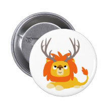 Knäppas Antlered lejont för tecknad emblem Knappar